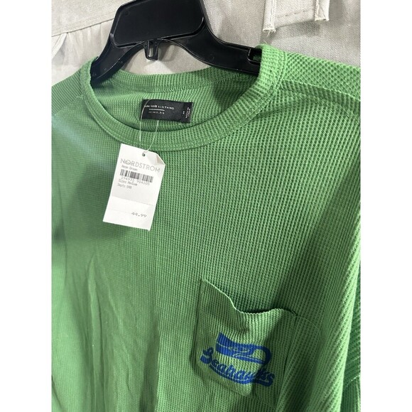 NWT Junk Food Clothing Seattle Seahawks Medium Cropped Green Waffle Knit Shirt - Picture 3 of 7